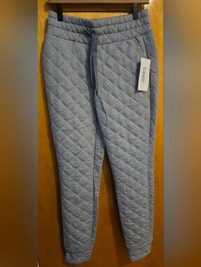 Jones New York Womens Quilted Light Blue Jogger Pants NWT